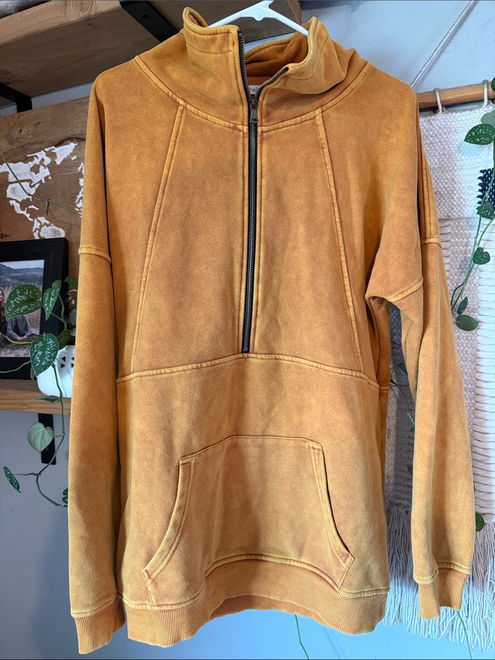 Michelle Mae Women's Zip-Up Half Zip Pullover - Mustard/Golden